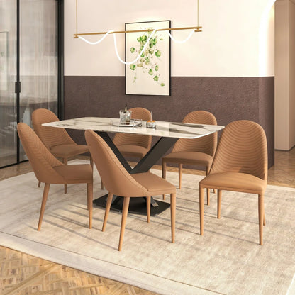 Seville Dining Chair Upholstered in Leather with Metal Legs Covered in Leather - Elax Furniture