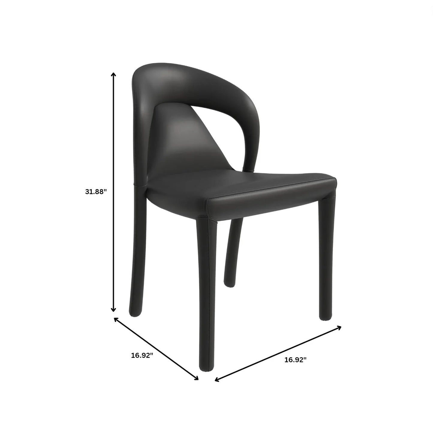 Solace Series Dining Chair Upholstered in Leather with Steel Legs and an Open Back Design - Elax Furniture