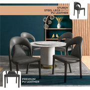 Solace Series Dining Chair Upholstered in Leather with Steel Legs and an Open Back Design - Elax Furniture