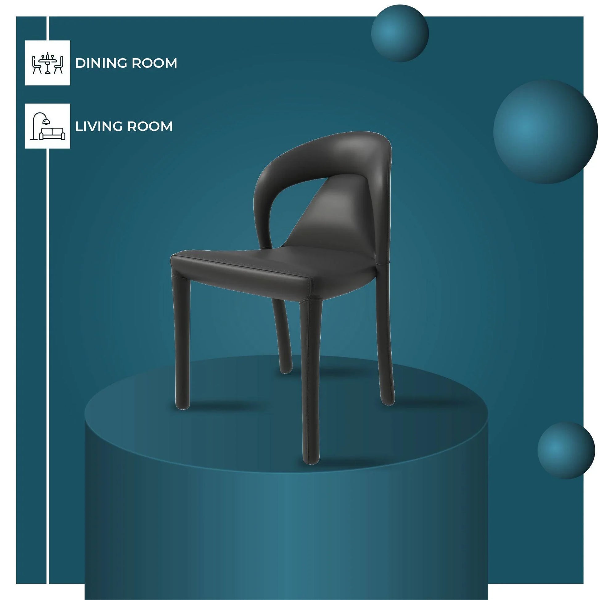 Solace Series Dining Chair Upholstered in Leather with Steel Legs and an Open Back Design - Elax Furniture