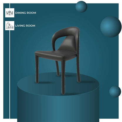 Solace Series Dining Chair Upholstered in Leather with Steel Legs and an Open Back Design - Elax Furniture