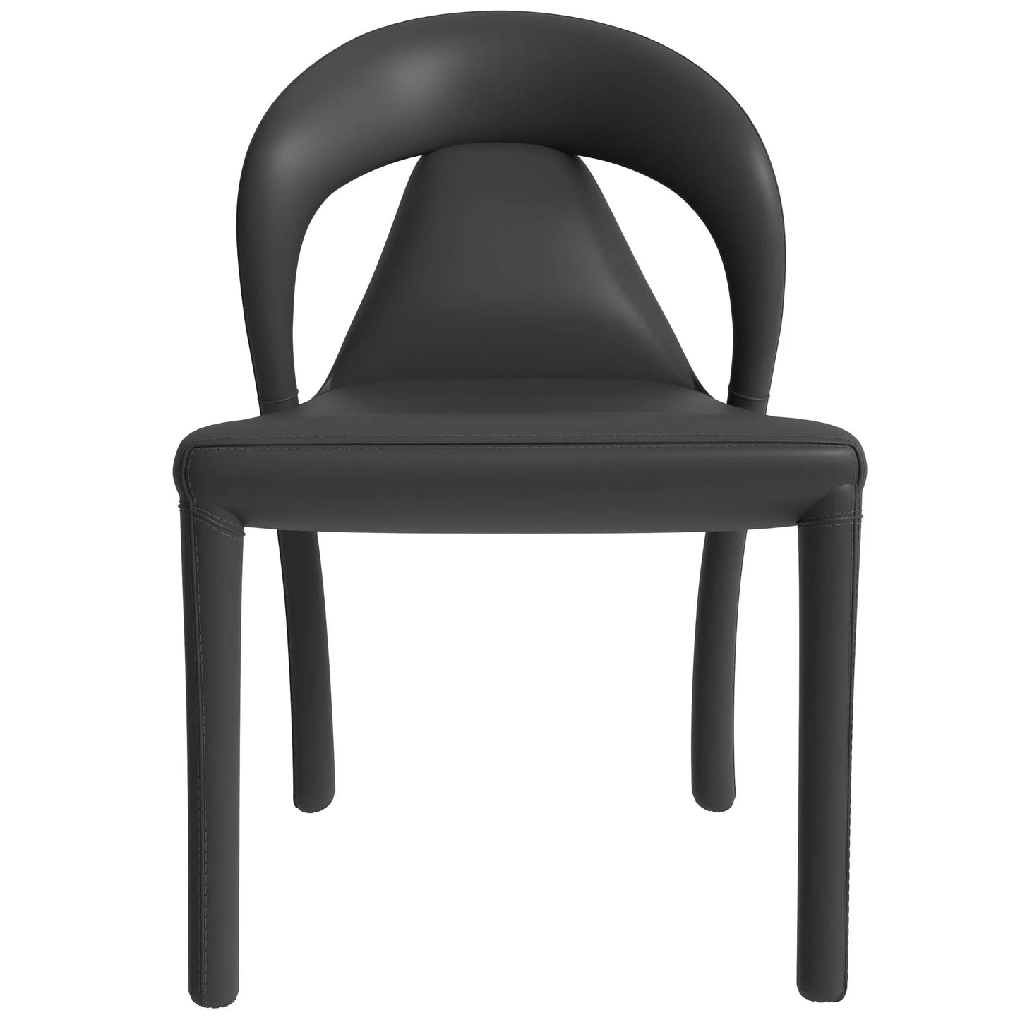 Solace Series Dining Chair Upholstered in Leather with Steel Legs and an Open Back Design - Elax Furniture