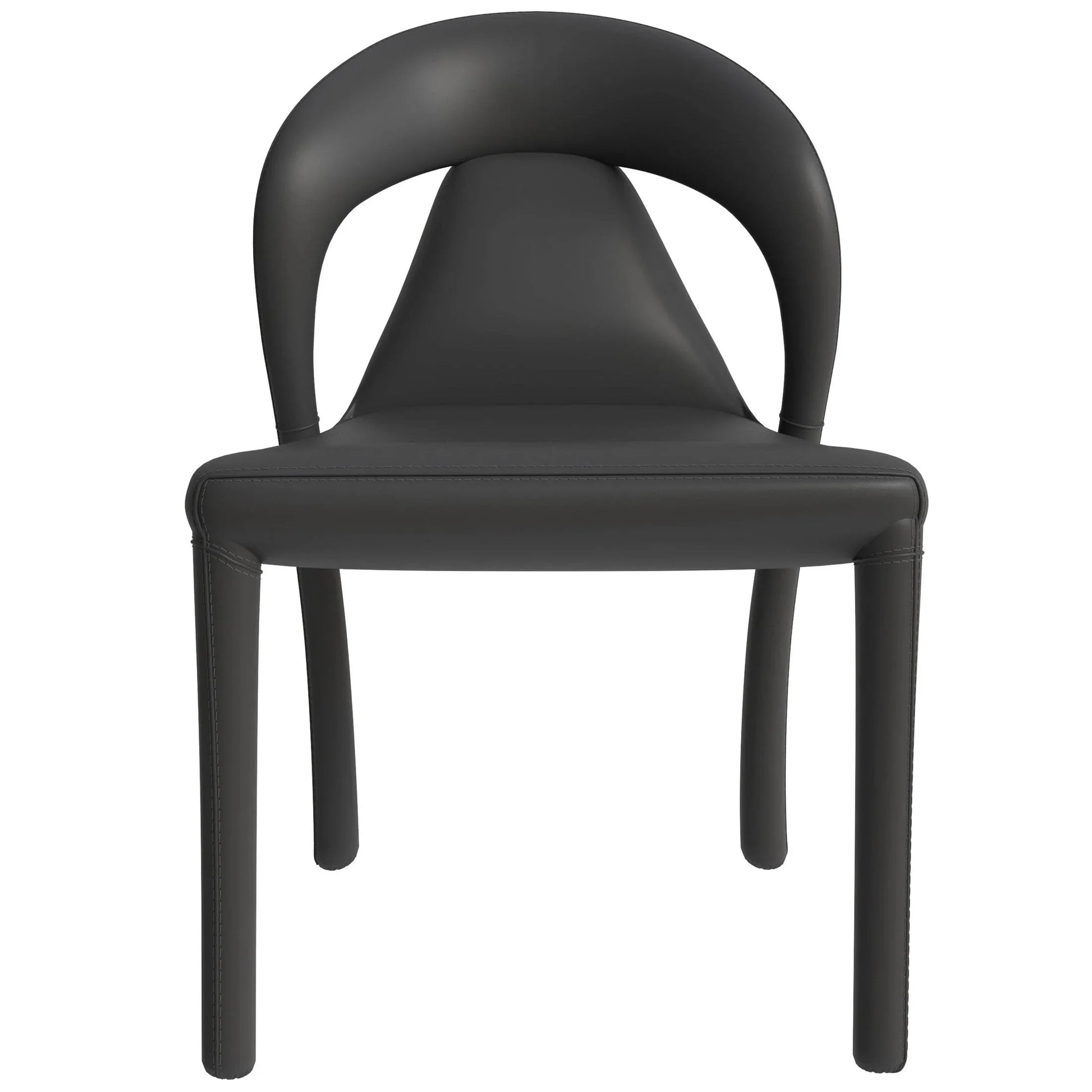 Solace Series Dining Chair Upholstered in Leather with Steel Legs and an Open Back Design - Elax Furniture