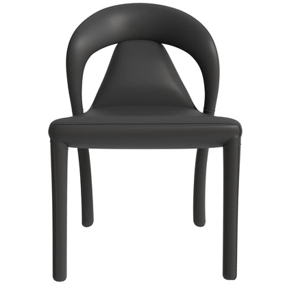 Solace Series Dining Chair Upholstered in Leather with Steel Legs and an Open Back Design - Elax Furniture