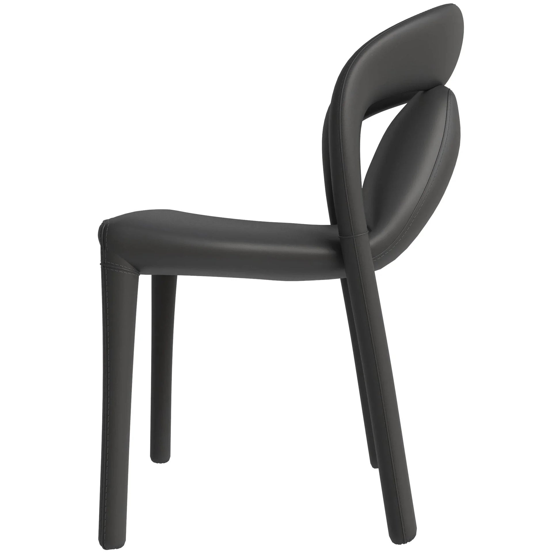 Solace Series Dining Chair Upholstered in Leather with Steel Legs and an Open Back Design - Elax Furniture