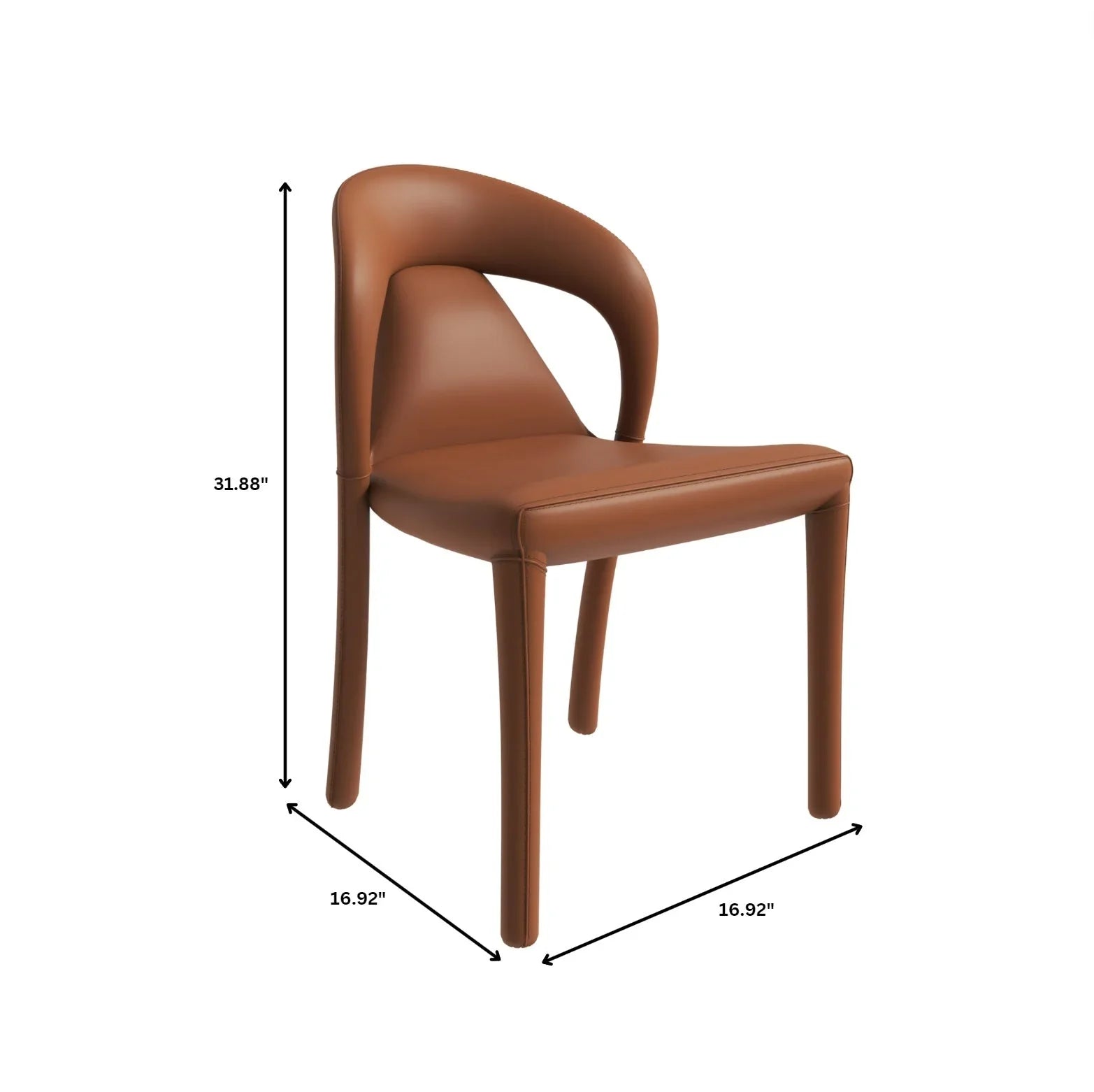 Solace Series Dining Chair Upholstered in Leather with Steel Legs and an Open Back Design - Elax Furniture