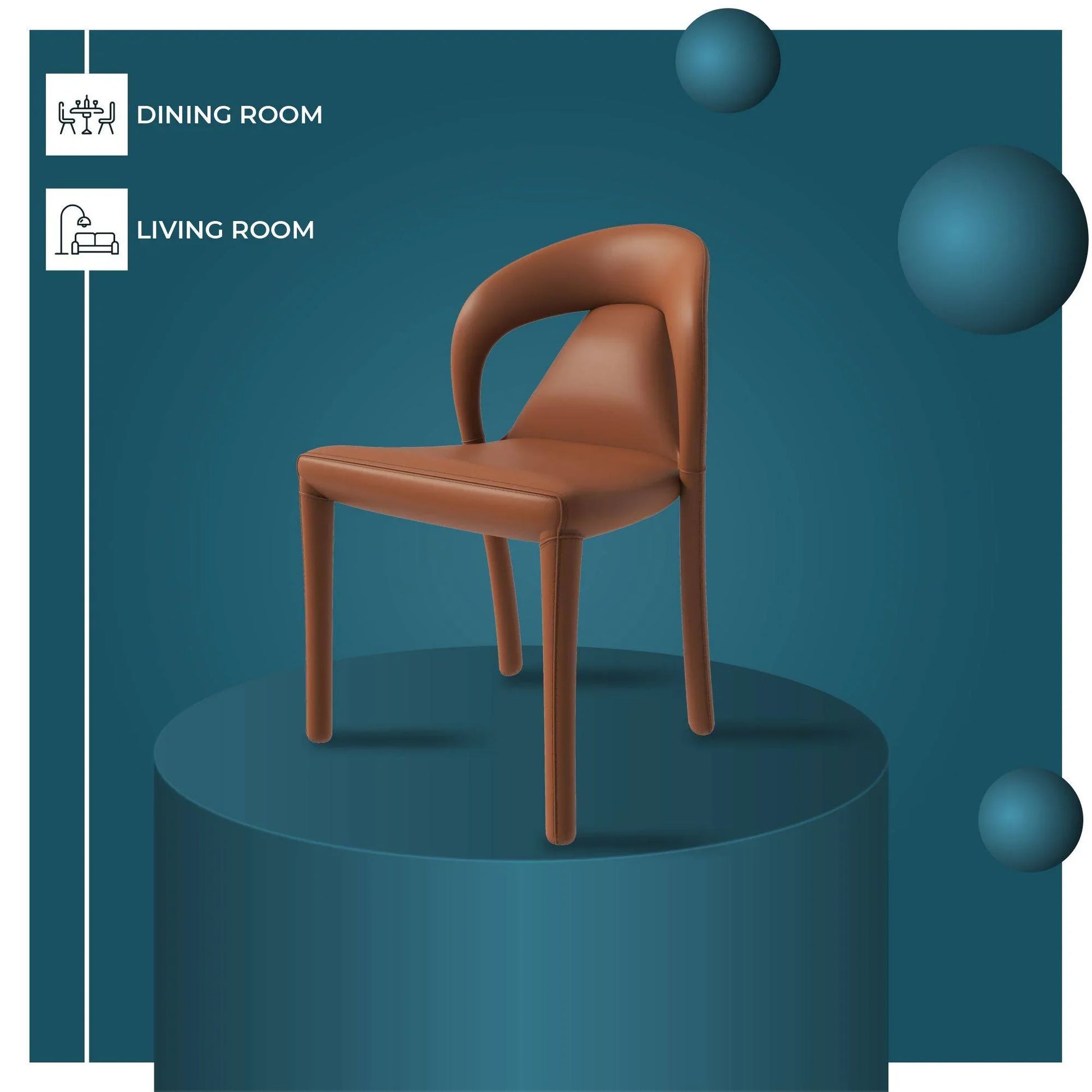 Solace Series Dining Chair Upholstered in Leather with Steel Legs and an Open Back Design - Elax Furniture