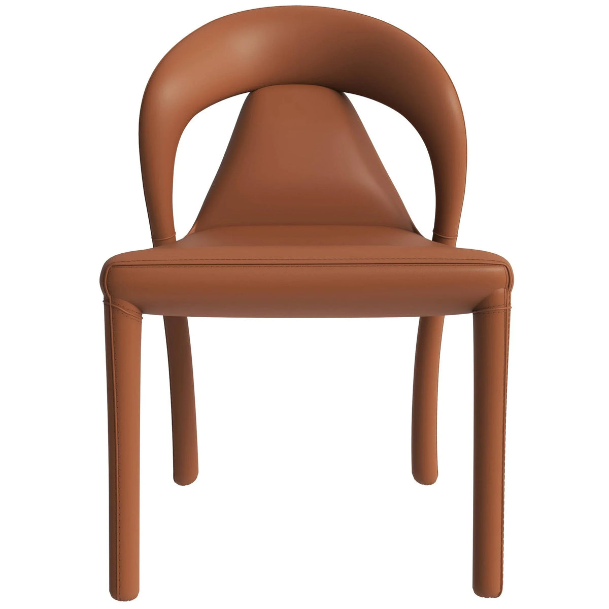 Solace Series Dining Chair Upholstered in Leather with Steel Legs and an Open Back Design - Elax Furniture
