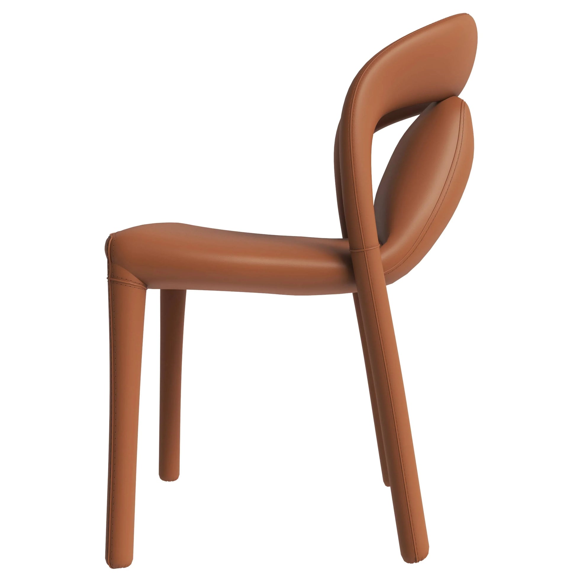 Solace Series Dining Chair Upholstered in Leather with Steel Legs and an Open Back Design - Elax Furniture
