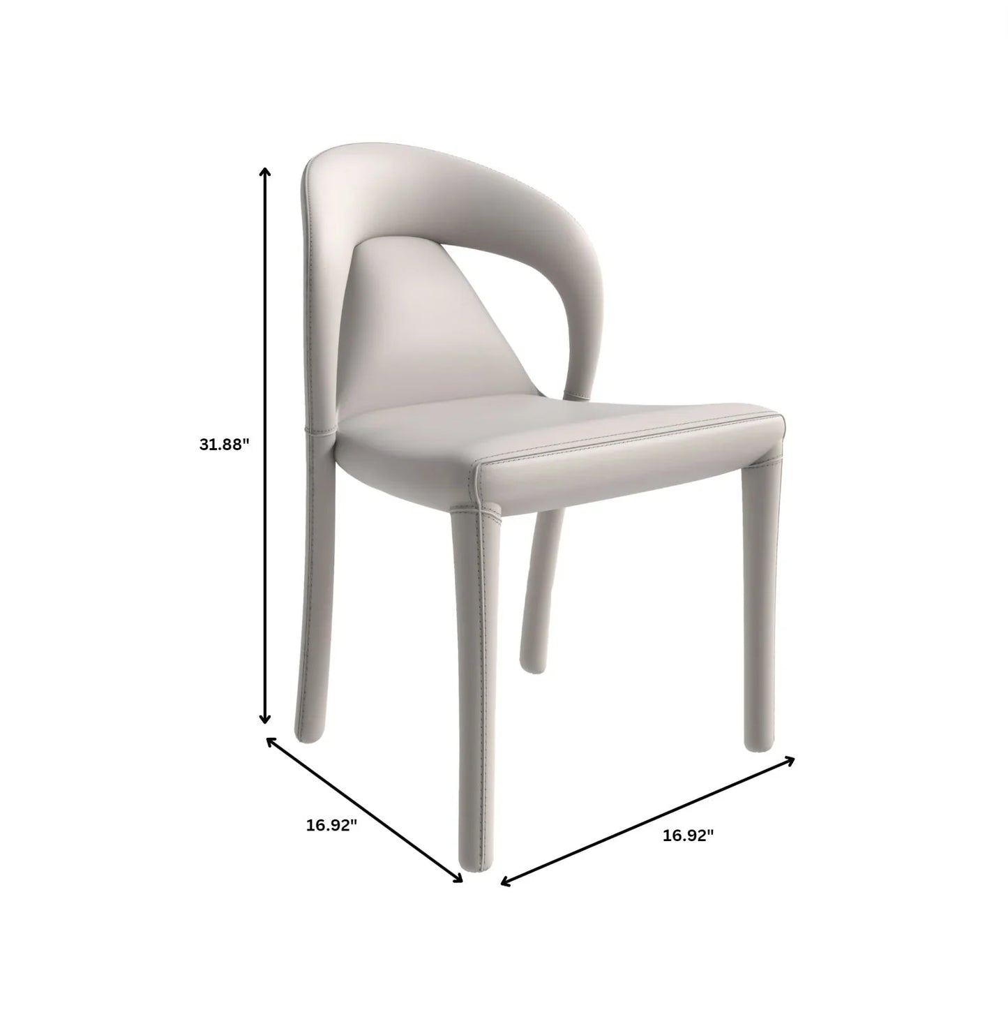 Solace Series Dining Chair Upholstered in Leather with Steel Legs and an Open Back Design - Elax Furniture