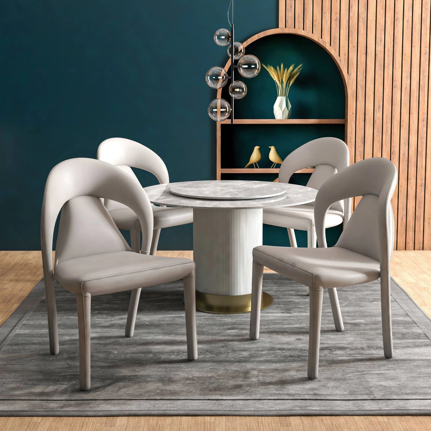 Solace Series Dining Chair Upholstered in Leather with Steel Legs and an Open Back Design - Elax Furniture