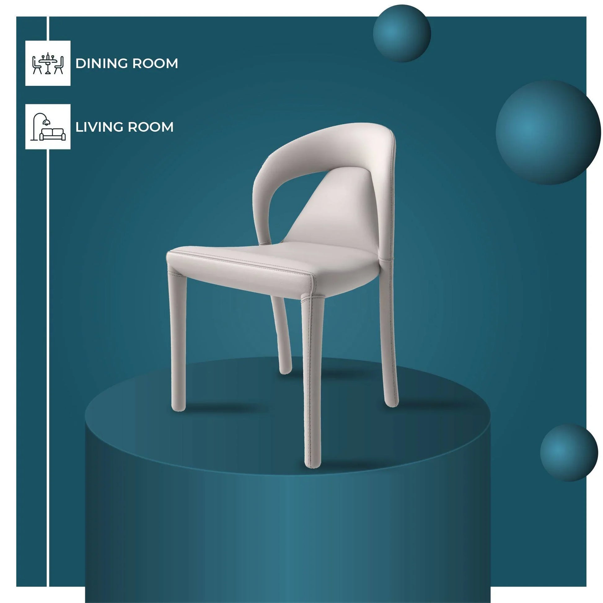 Solace Series Dining Chair Upholstered in Leather with Steel Legs and an Open Back Design - Elax Furniture