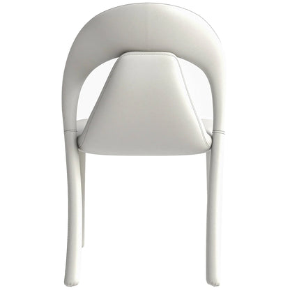 Solace Series Dining Chair Upholstered in Leather with Steel Legs and an Open Back Design - Elax Furniture