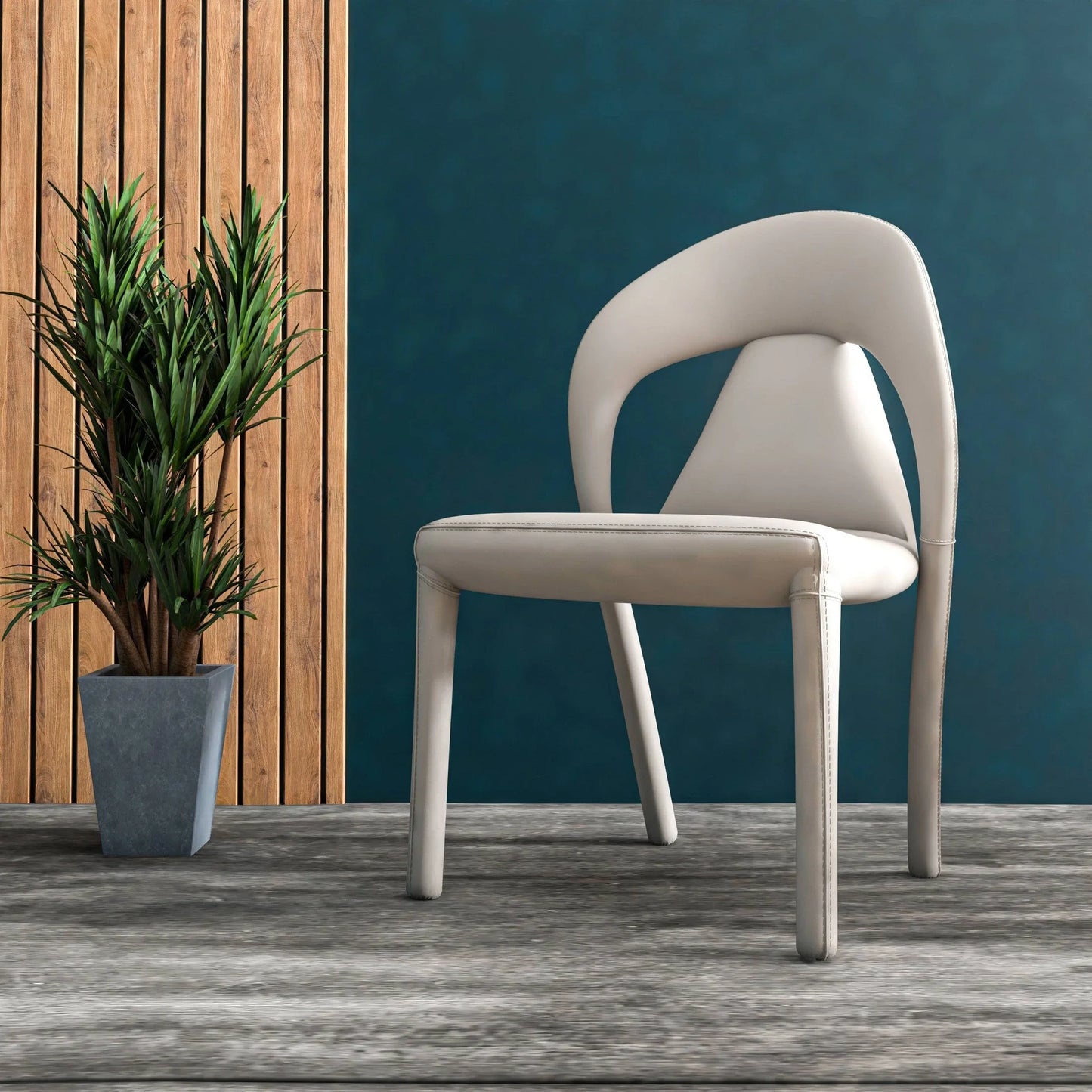 Solace Series Dining Chair Upholstered in Leather with Steel Legs and an Open Back Design - Elax Furniture