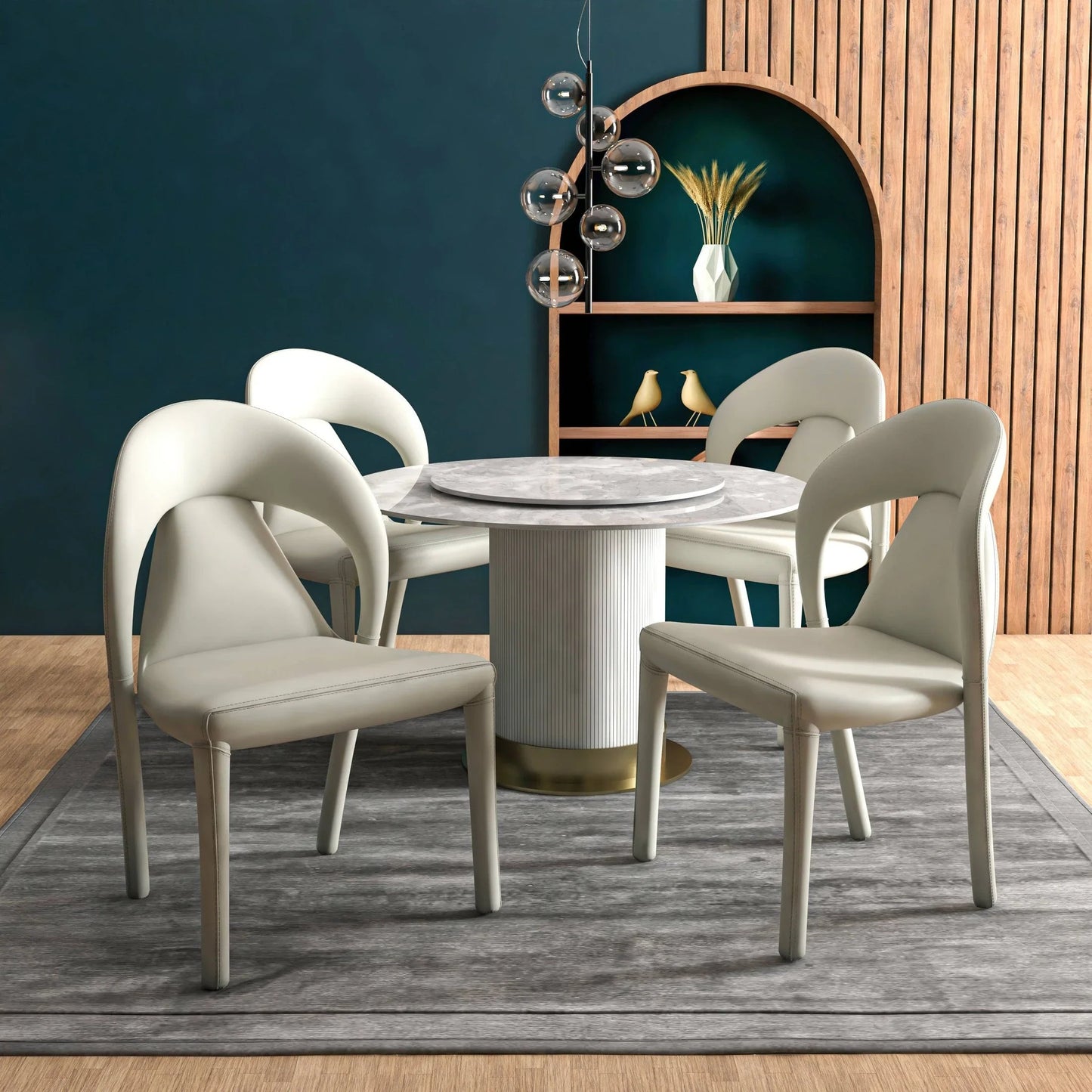 Solace Series Dining Chair Upholstered in Leather with Steel Legs and an Open Back Design - Elax Furniture