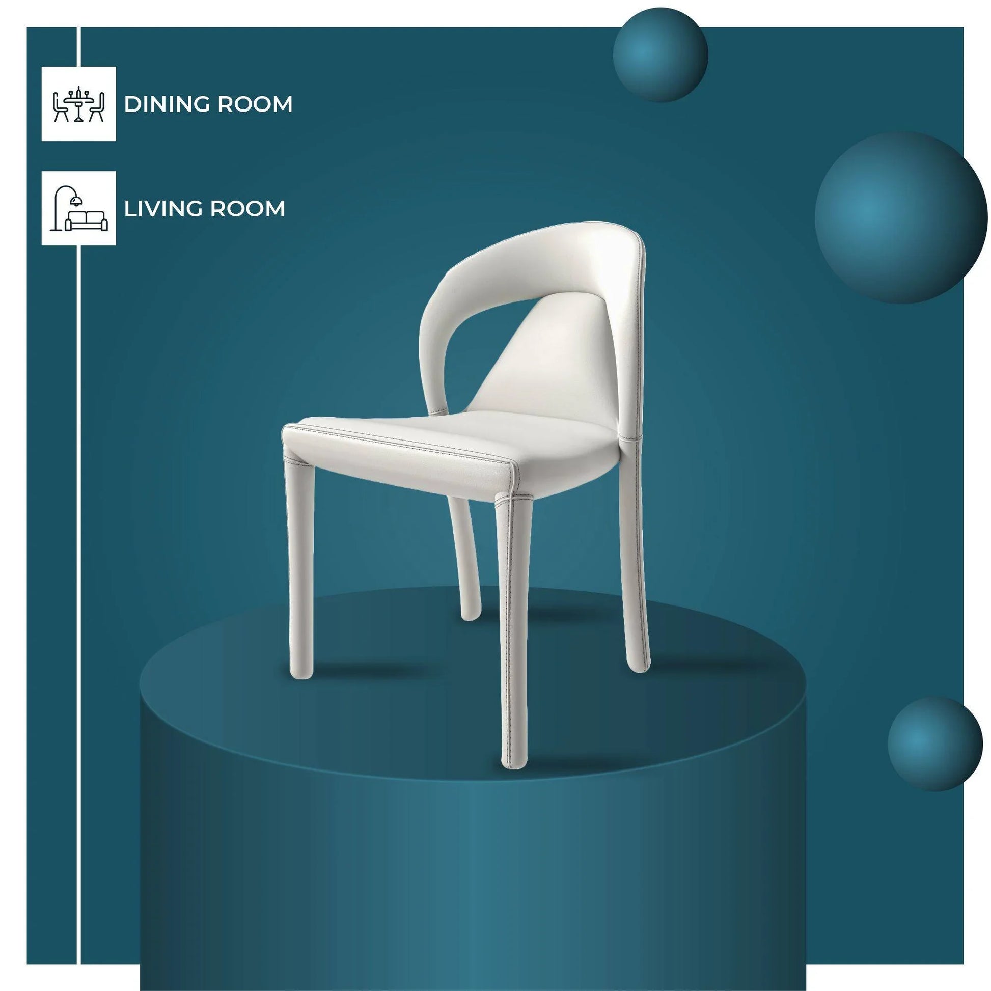 Solace Series Dining Chair Upholstered in Leather with Steel Legs and an Open Back Design - Elax Furniture