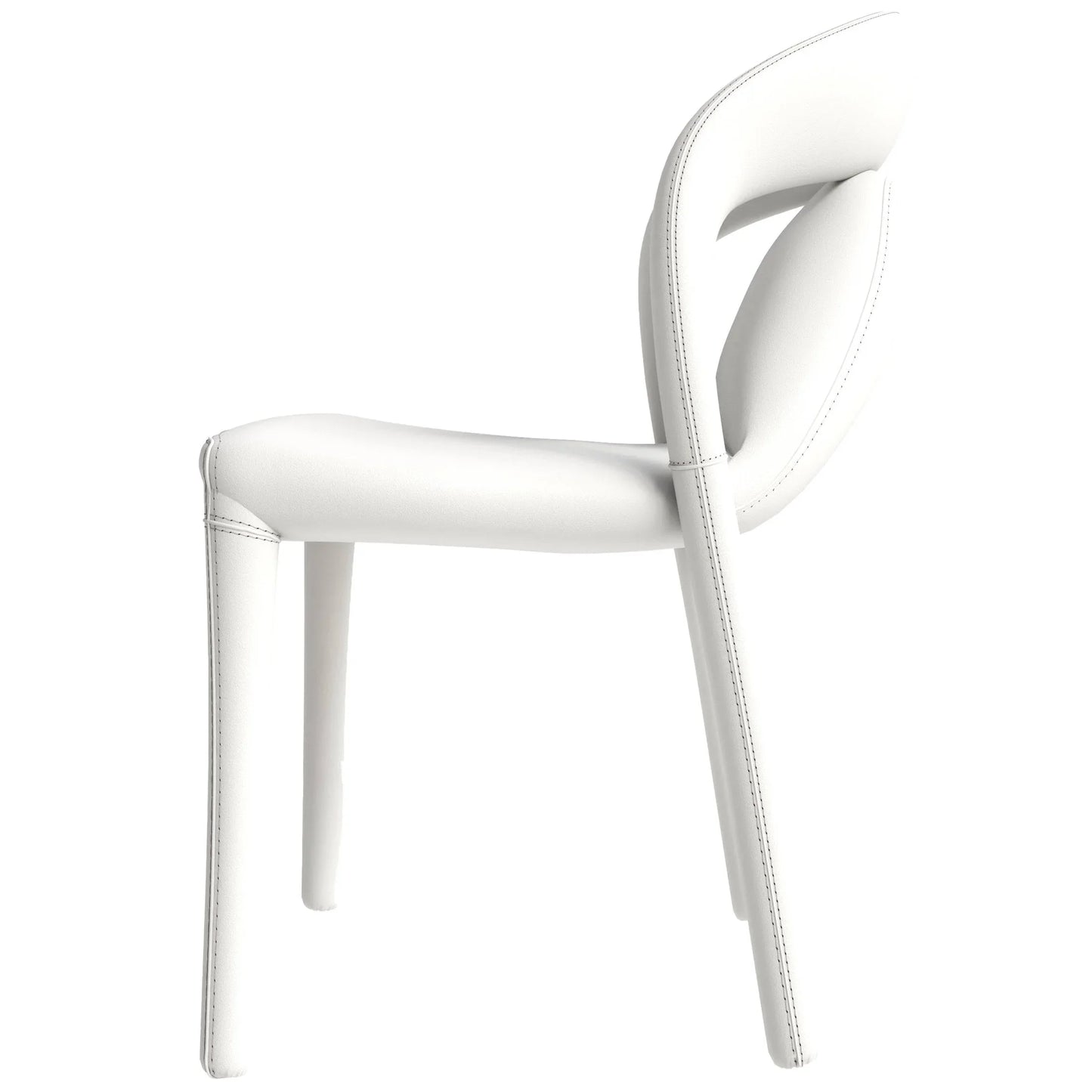 Solace Series Dining Chair Upholstered in Leather with Steel Legs and an Open Back Design - Elax Furniture
