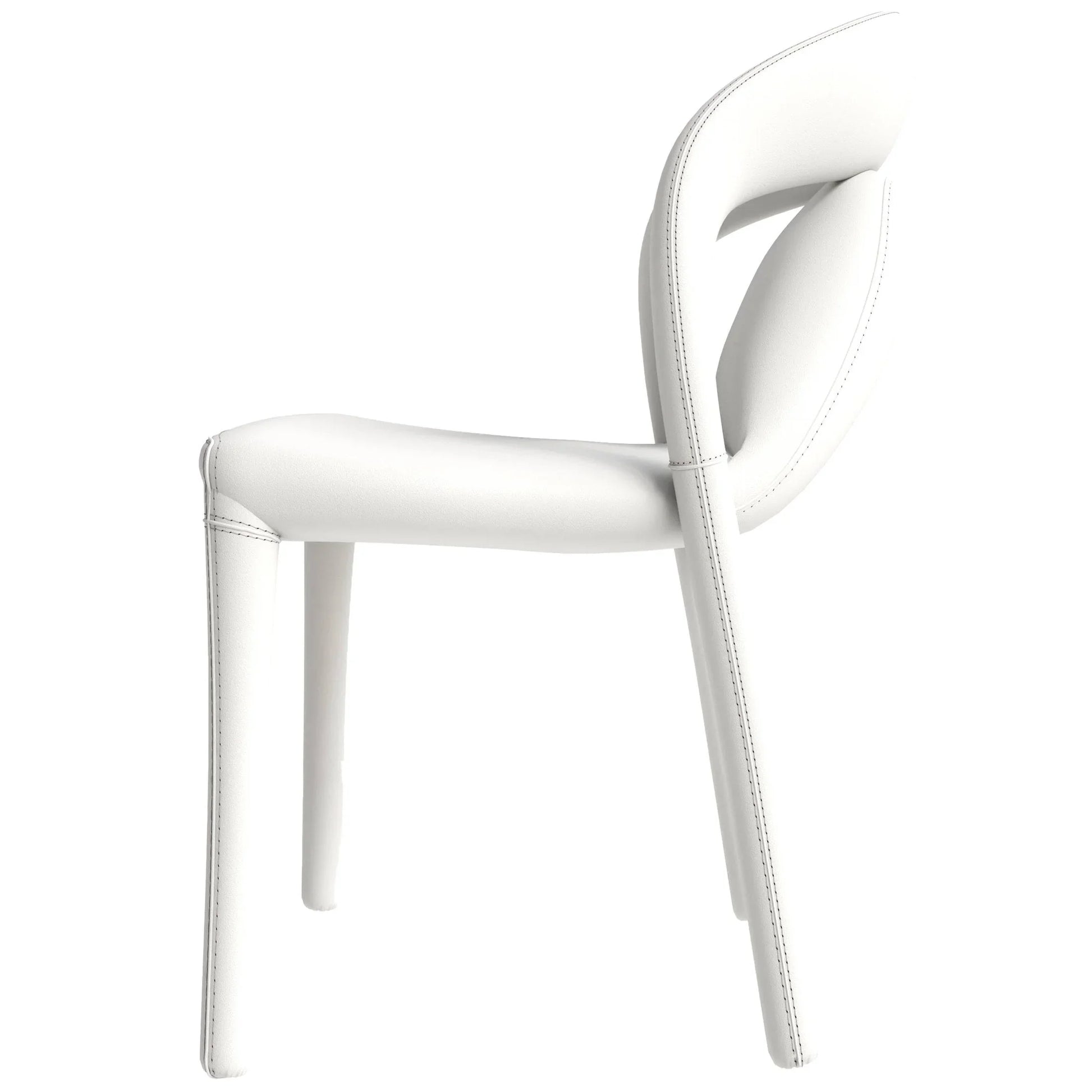 Solace Series Dining Chair Upholstered in Leather with Steel Legs and an Open Back Design - Elax Furniture