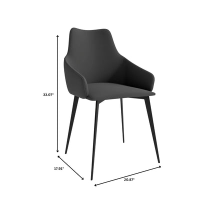 Sonnet Dining Chair with Armrests and Black Powder-Coated Iron Legs Set of 4 - Elax Furniture