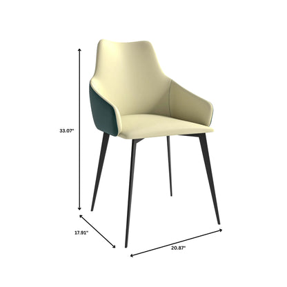 Sonnet Dining Chair with Armrests and Black Powder-Coated Iron Legs Set of 4 - Elax Furniture