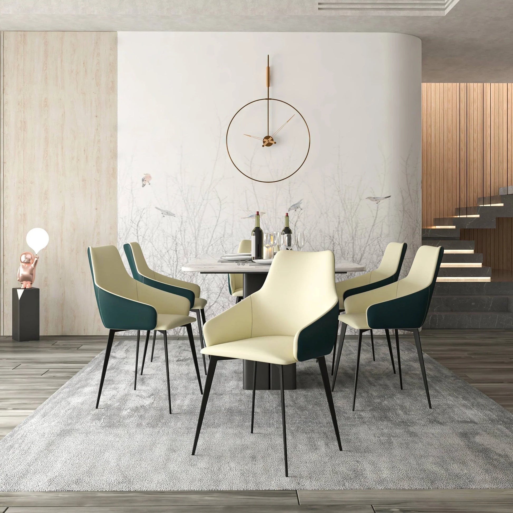 Sonnet Dining Chair with Armrests and Black Powder-Coated Iron Legs Set of 4 - Elax Furniture