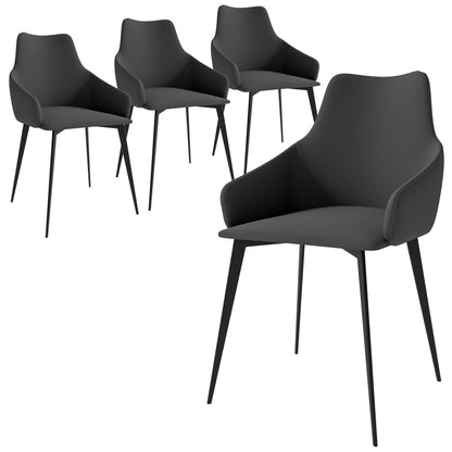 Sonnet Dining Chair with Armrests and Black Powder-Coated Iron Legs Set of 4 - Elax Furniture