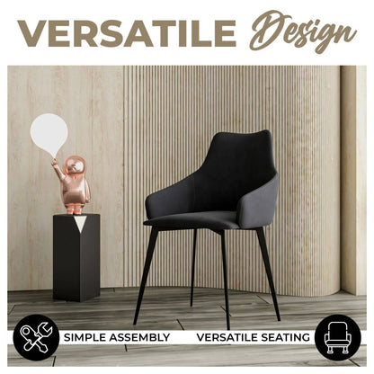 Sonnet Dining Chair with Armrests and Black Powder-Coated Iron Legs Set of 4 - Elax Furniture