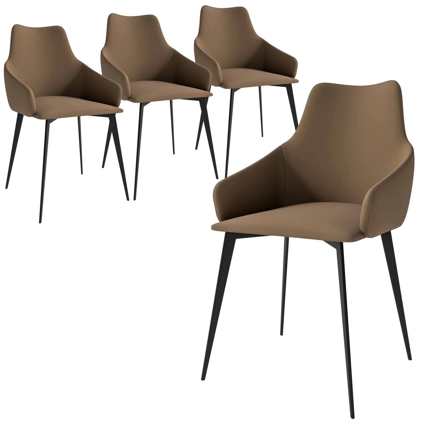 Sonnet Dining Chair with Armrests and Black Powder-Coated Iron Legs Set of 4 - Elax Furniture