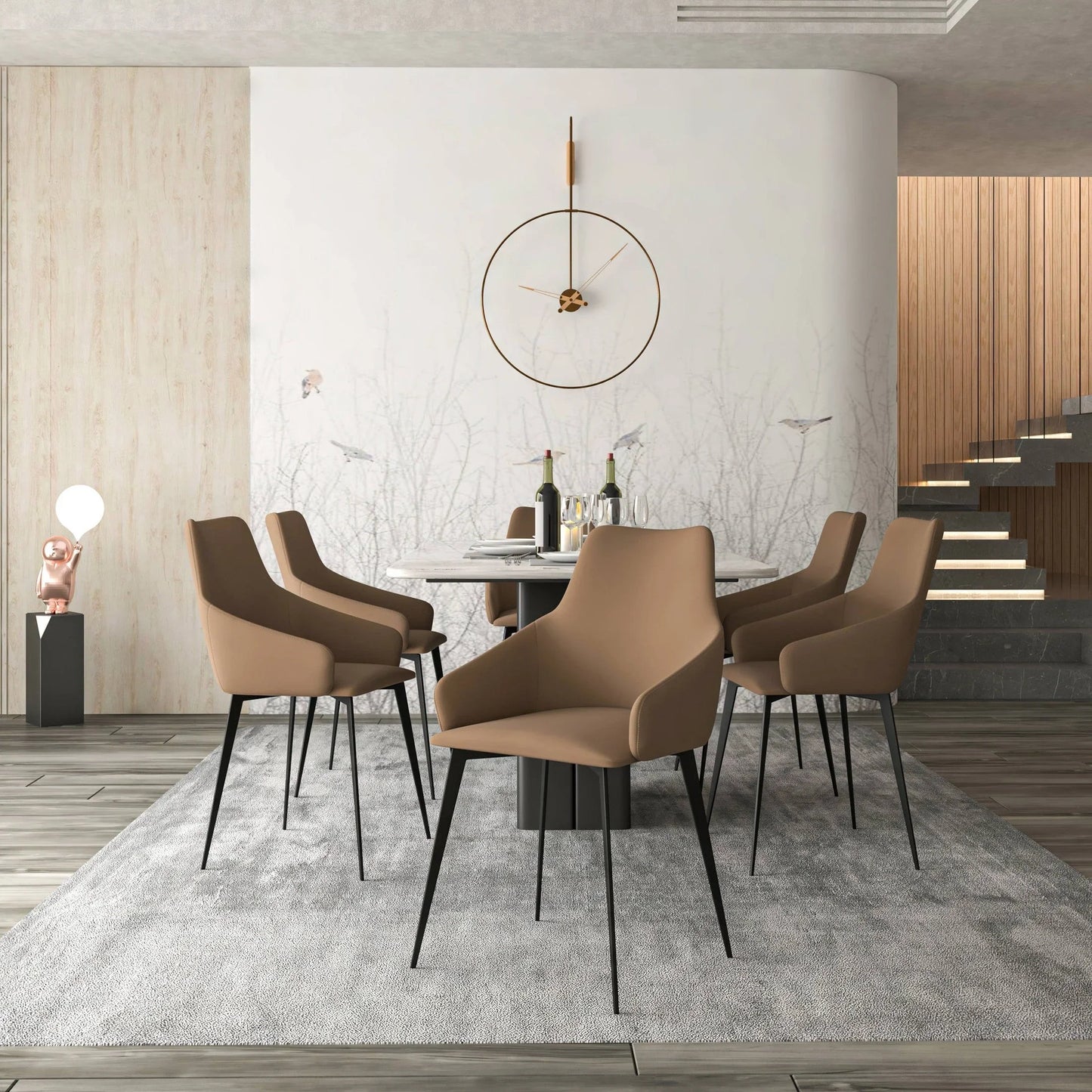 Sonnet Dining Chair with Armrests and Black Powder-Coated Iron Legs Set of 4 - Elax Furniture