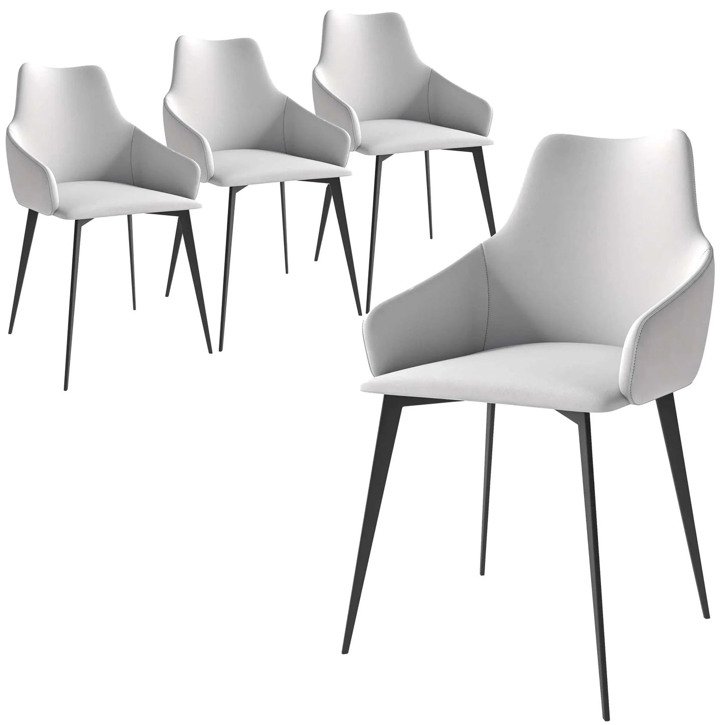 Sonnet Dining Chair with Armrests and Black Powder-Coated Iron Legs Set of 4 - Elax Furniture