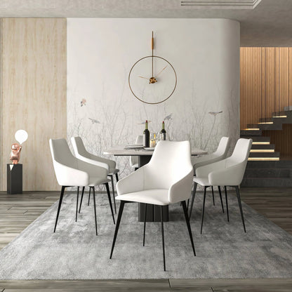 Sonnet Dining Chair with Armrests and Black Powder-Coated Iron Legs Set of 4 - Elax Furniture