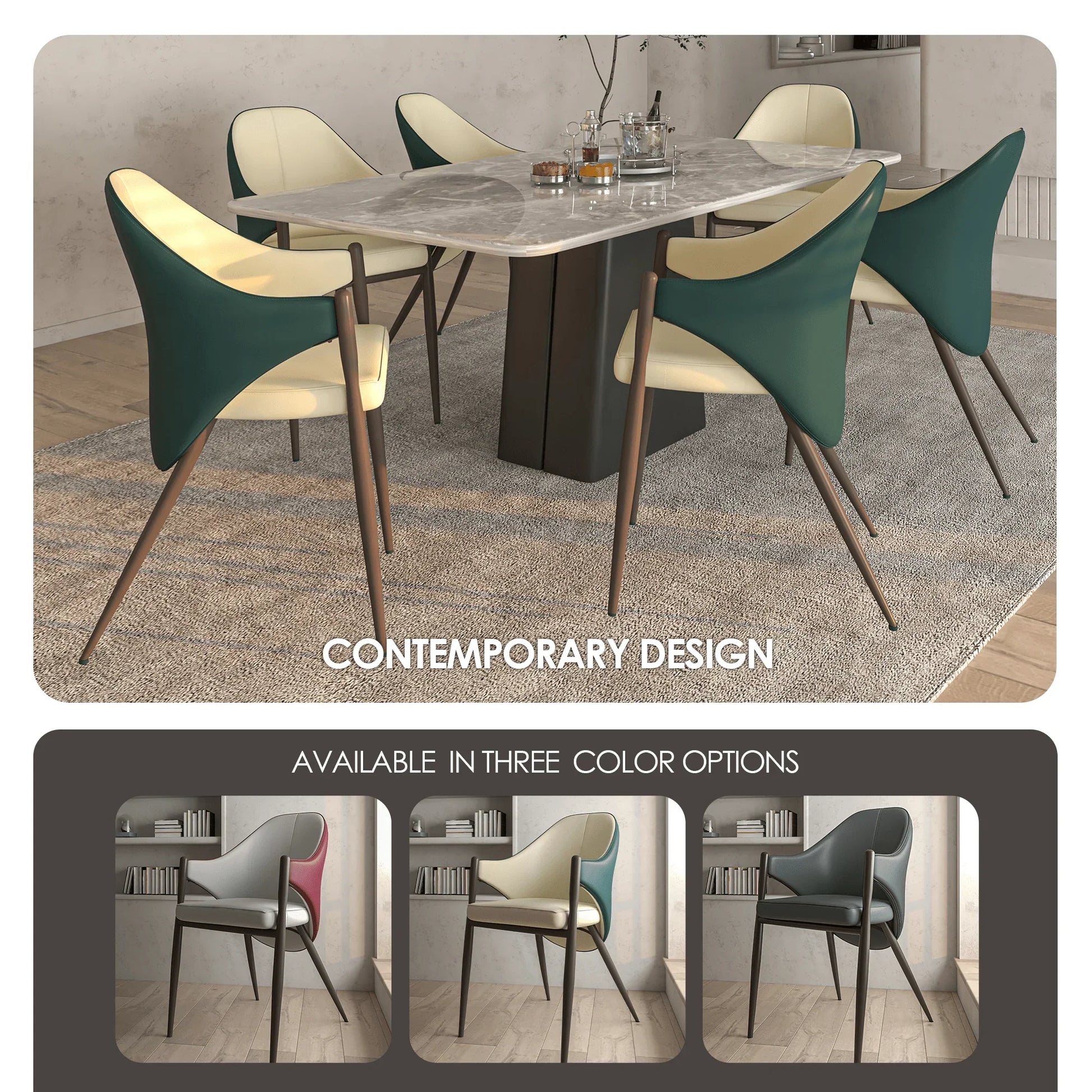 Sante Upholstered PU Leather Dining Chair with Iron Legs Set of 2 - Elax Furniture