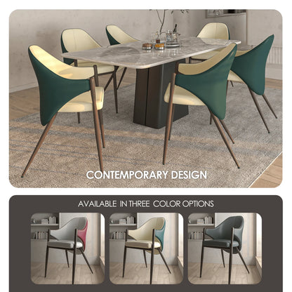 Sante Upholstered PU Leather Dining Chair with Iron Legs Set of 2 - Elax Furniture