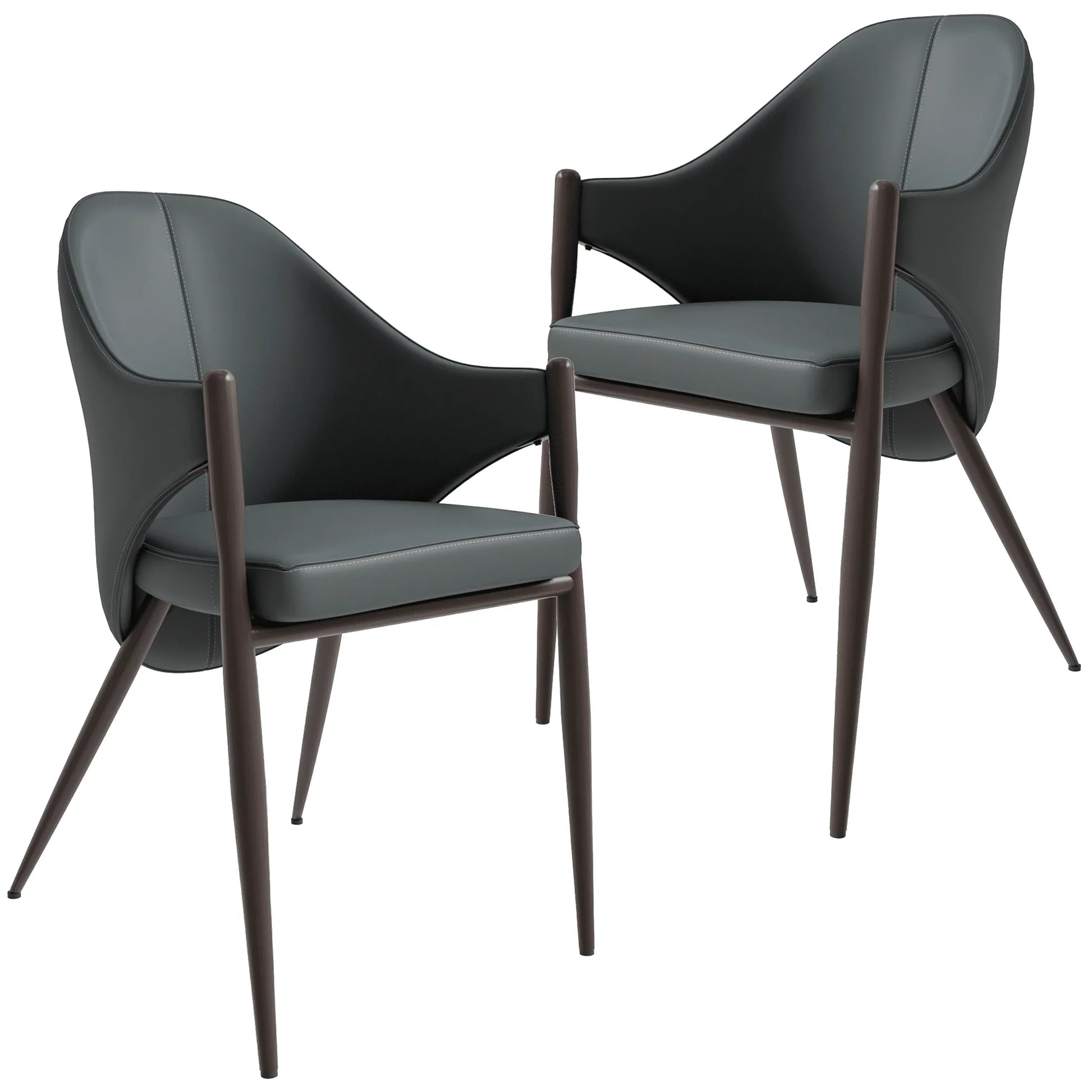 Sante Upholstered PU Leather Dining Chair with Iron Legs Set of 2 - Elax Furniture