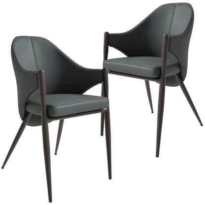 Sante Upholstered PU Leather Dining Chair with Iron Legs Set of 2 - Elax Furniture