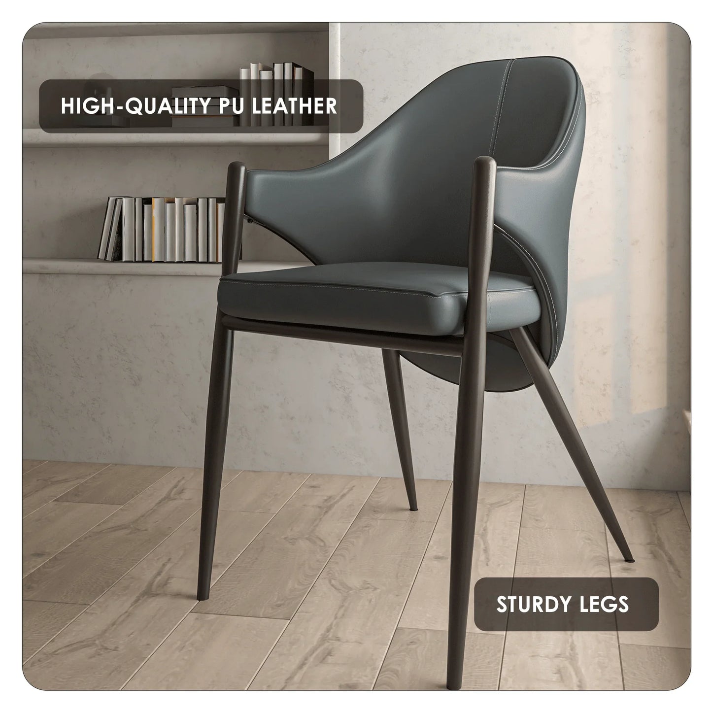 Sante Upholstered PU Leather Dining Chair with Iron Legs Set of 2 - Elax Furniture