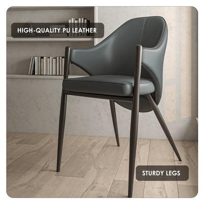 Sante Upholstered PU Leather Dining Chair with Iron Legs Set of 2 - Elax Furniture