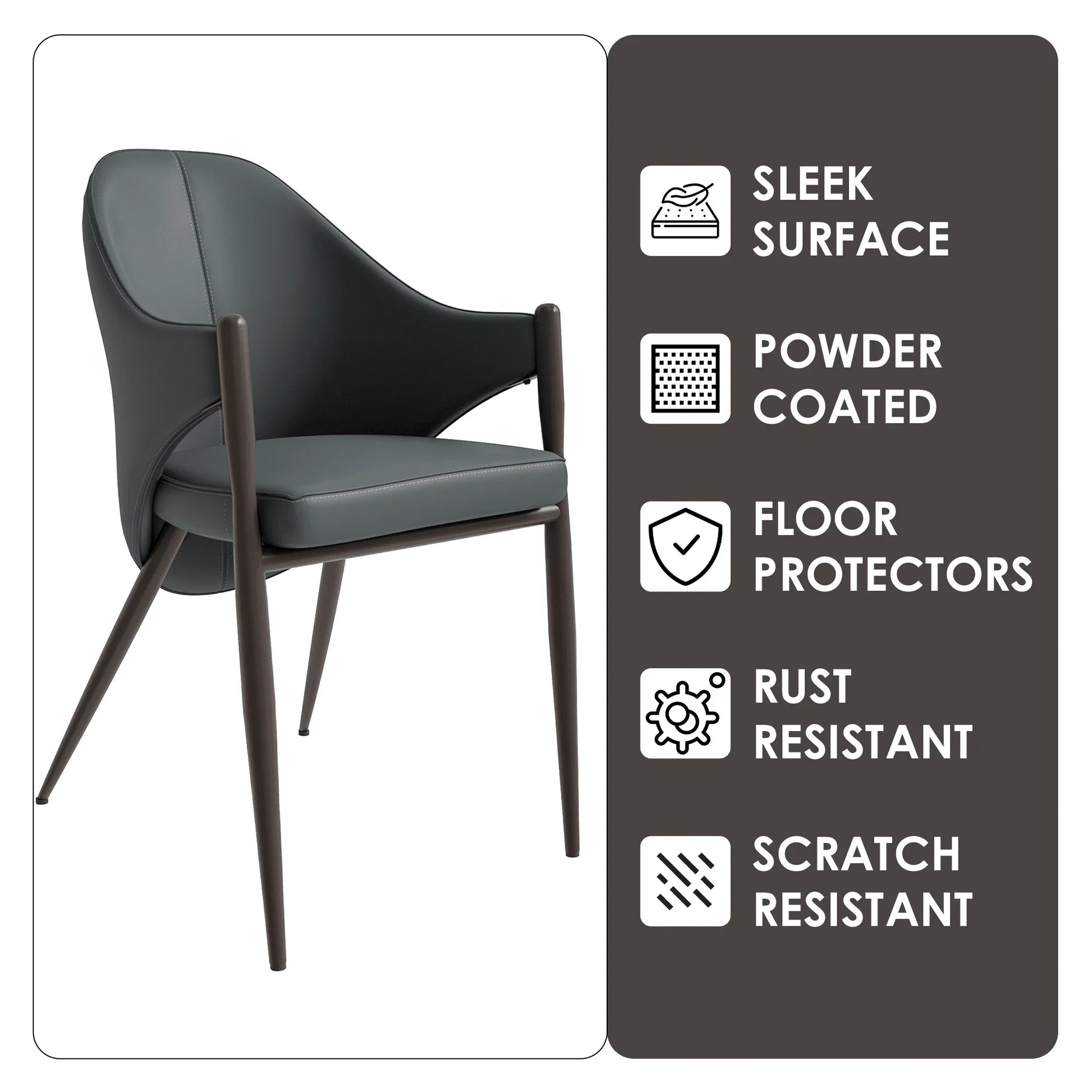 Sante Upholstered PU Leather Dining Chair with Iron Legs Set of 2 - Elax Furniture