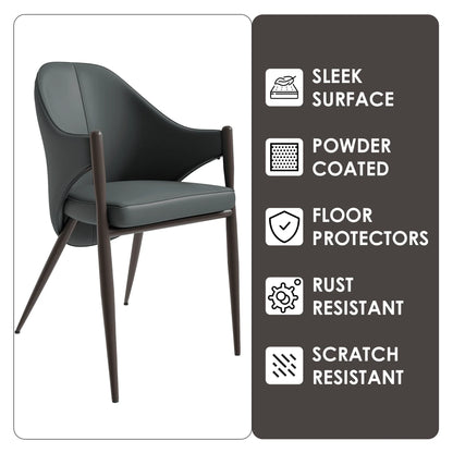 Sante Upholstered PU Leather Dining Chair with Iron Legs Set of 2 - Elax Furniture