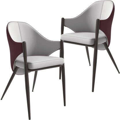 Sante Upholstered PU Leather Dining Chair with Iron Legs Set of 2 - Elax Furniture