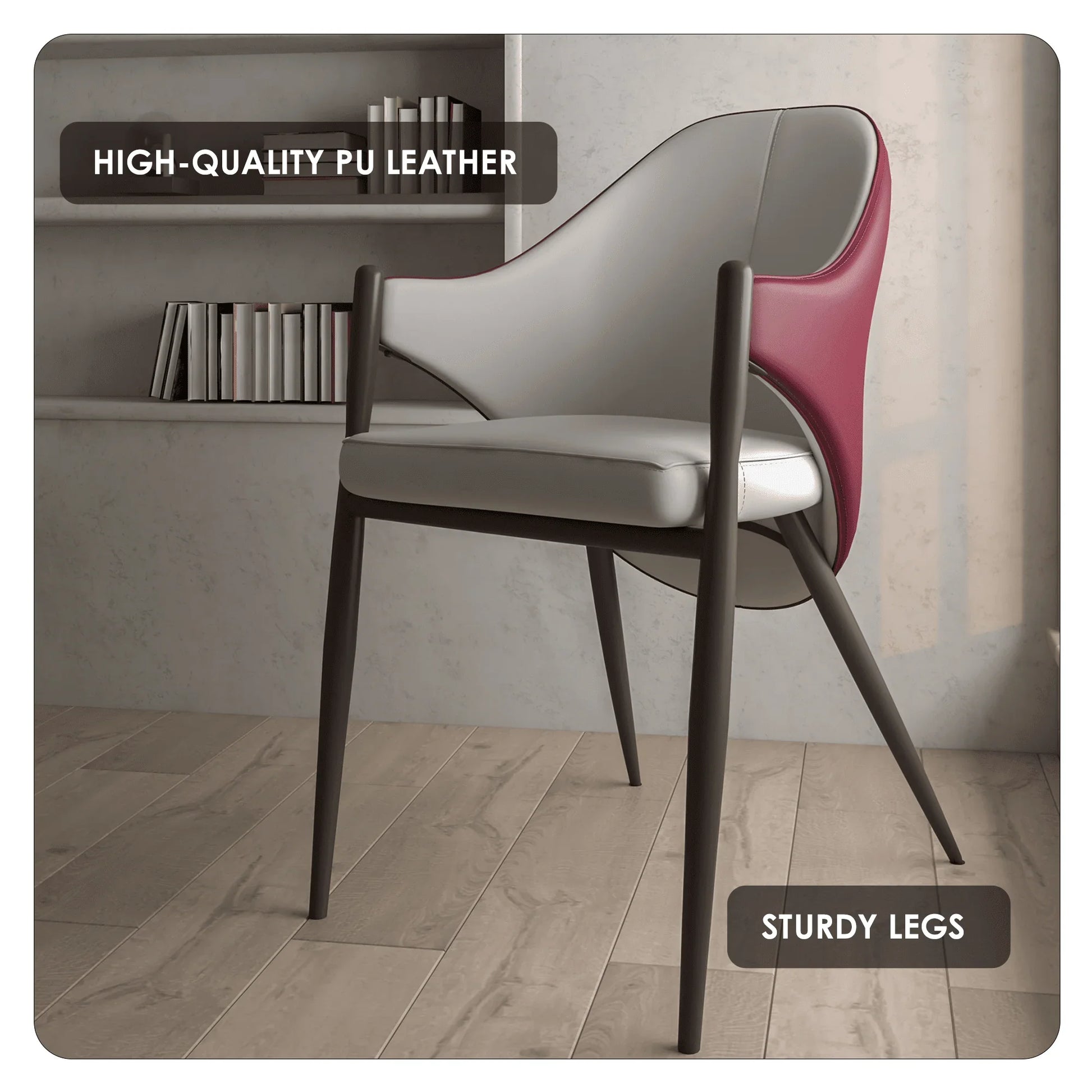 Sante Upholstered PU Leather Dining Chair with Iron Legs Set of 2 - Elax Furniture