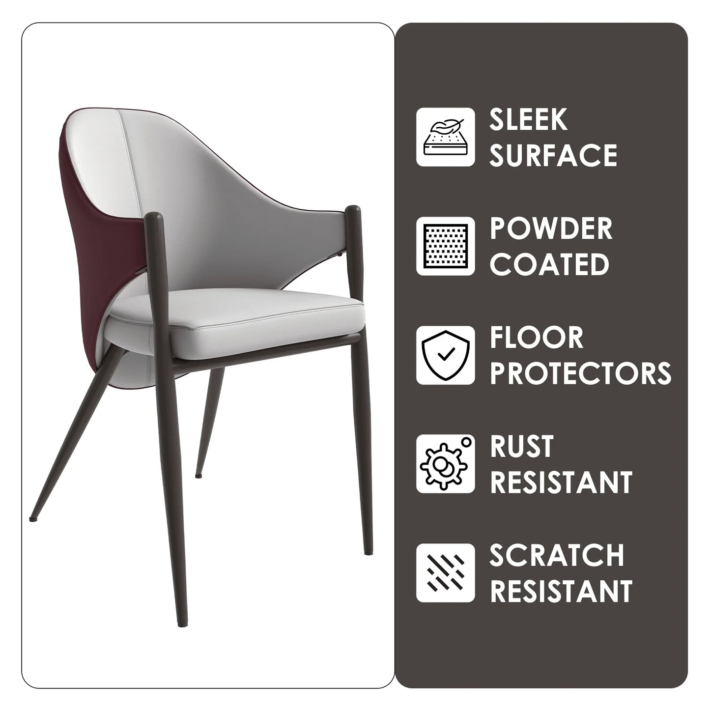 Sante Upholstered PU Leather Dining Chair with Iron Legs Set of 2 - Elax Furniture