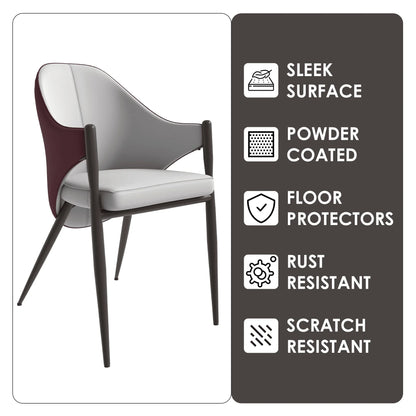 Sante Upholstered PU Leather Dining Chair with Iron Legs Set of 2 - Elax Furniture