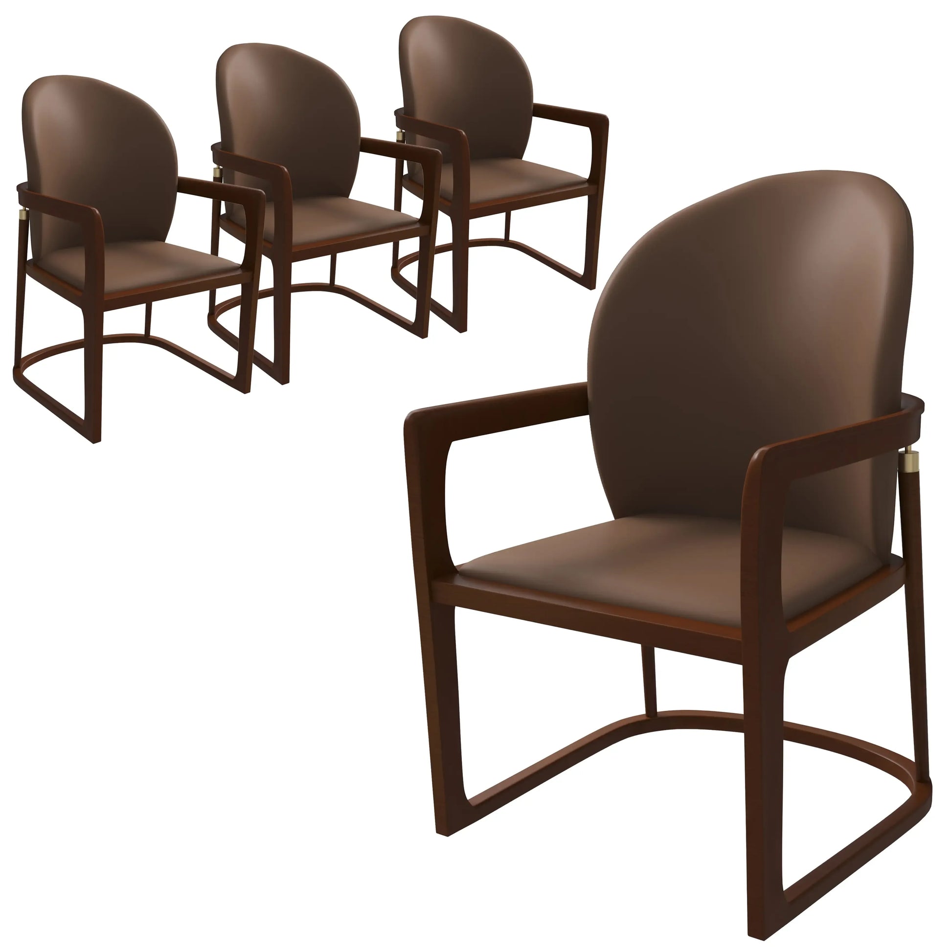 Svelta Leather Dining Chair with Rubberwood Legs Accent Arm Chair Set of 4 - Elax Furniture
