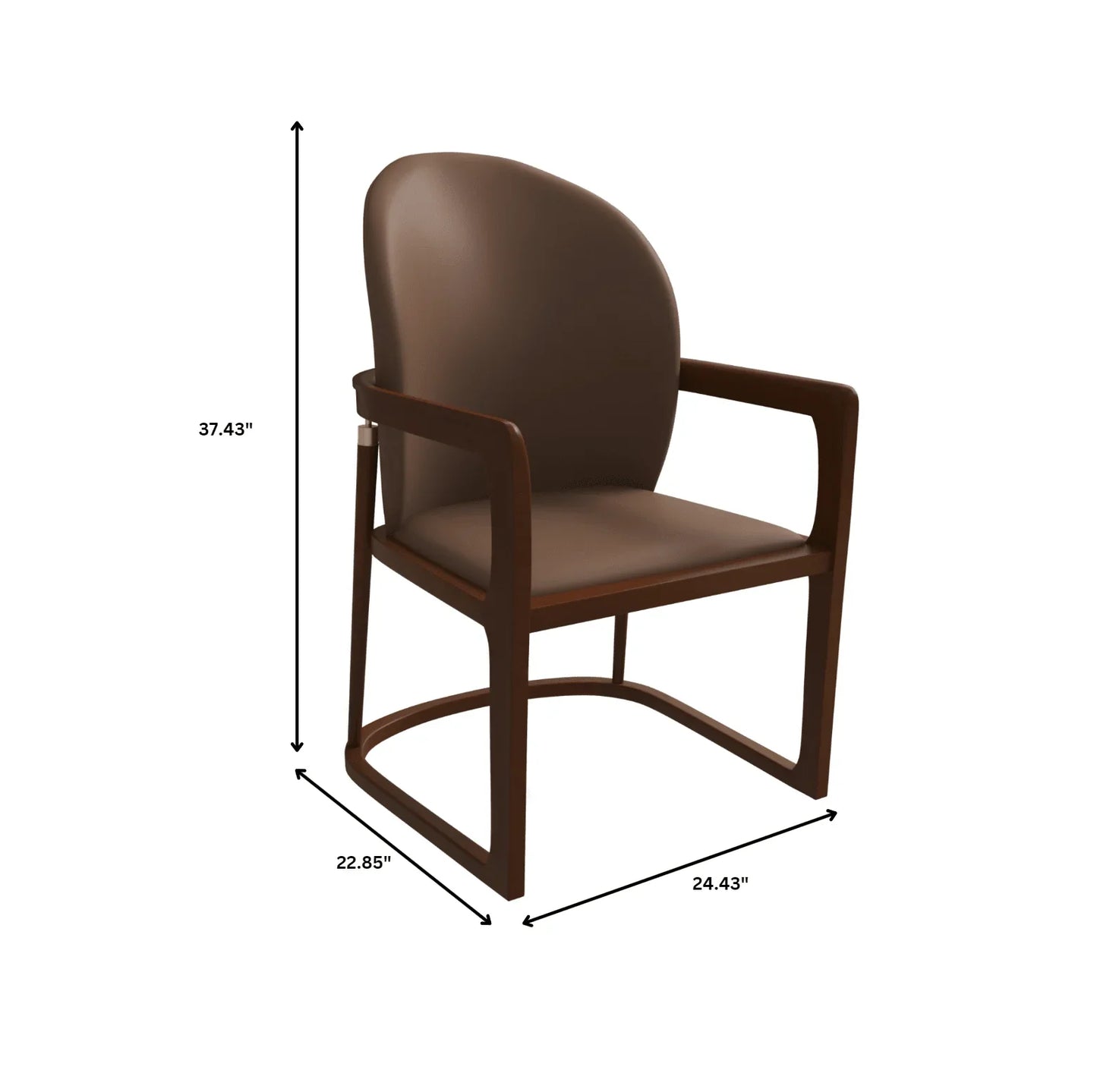 Svelta Dining Chair in Upholstered Leather Accent Arm Chair and Rubberwood Frame and Legs - Elax Furniture