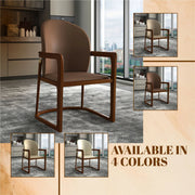 Svelta Dining Chair in Upholstered Leather Accent Arm Chair and Rubberwood Frame and Legs - Elax Furniture