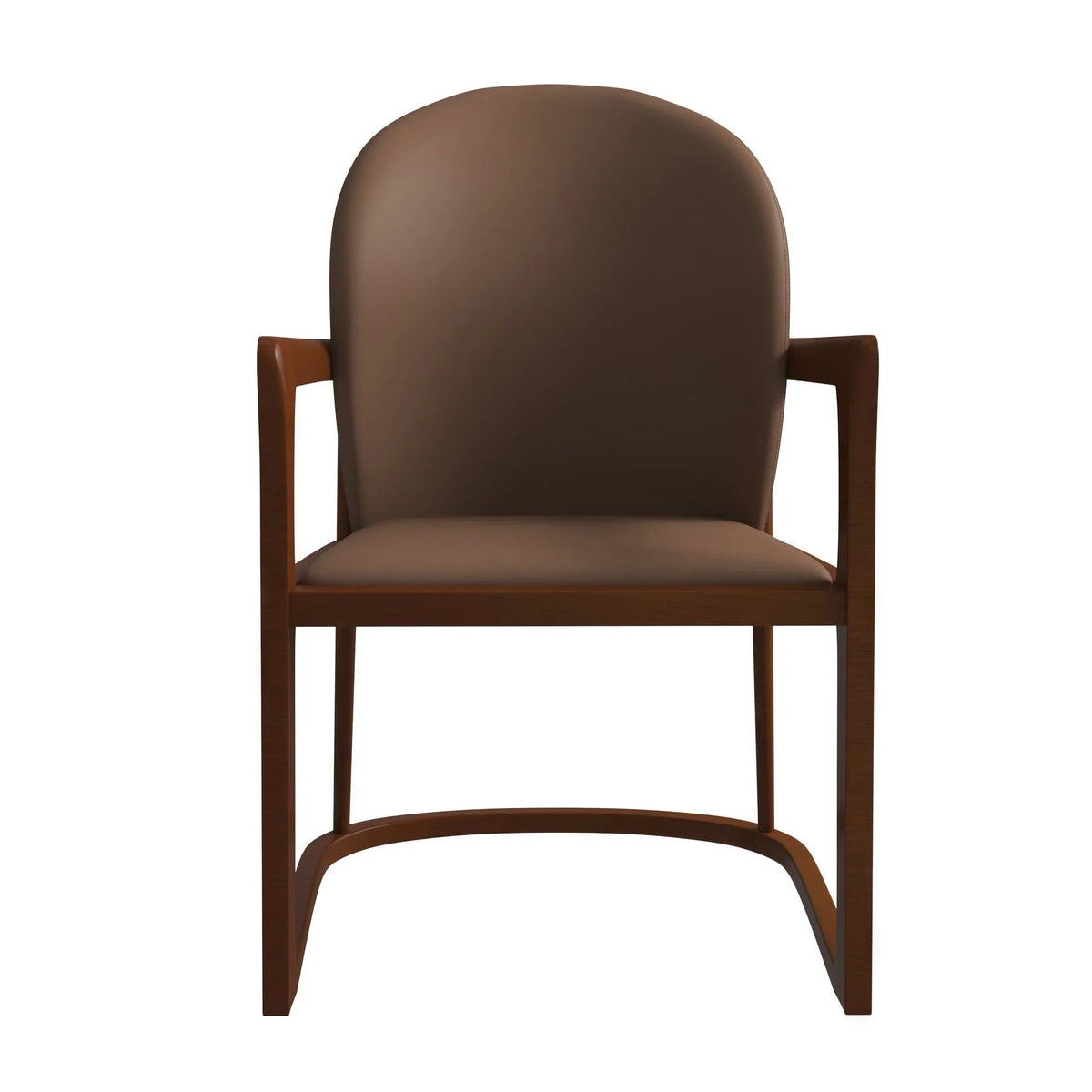 Svelta Dining Chair in Upholstered Leather Accent Arm Chair and Rubberwood Frame and Legs - Elax Furniture