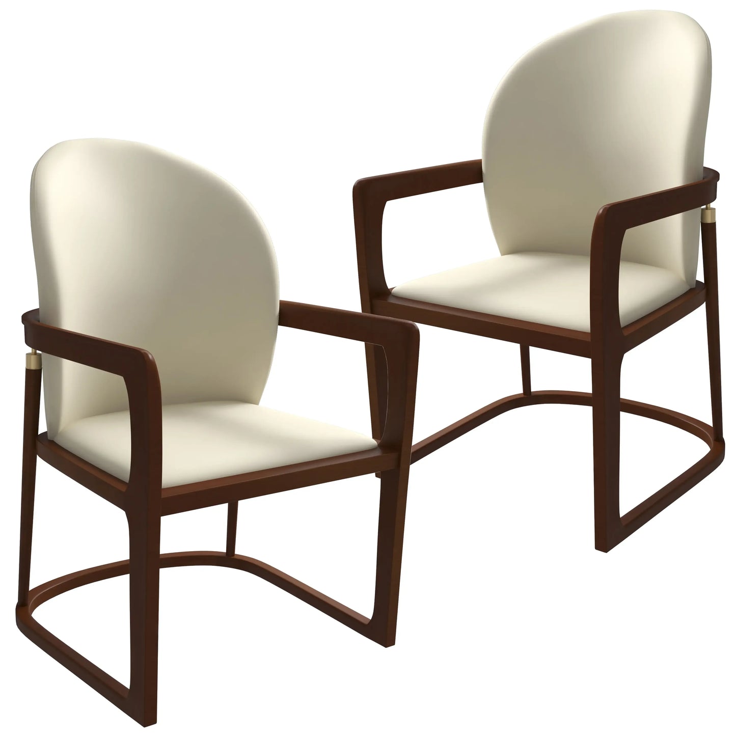 Svelta Leather Dining Chair with Rubberwood Legs Accent Arm Chair Set of 2 - Elax Furniture
