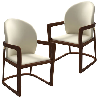 Svelta Leather Dining Chair with Rubberwood Legs Accent Arm Chair Set of 2 - Elax Furniture