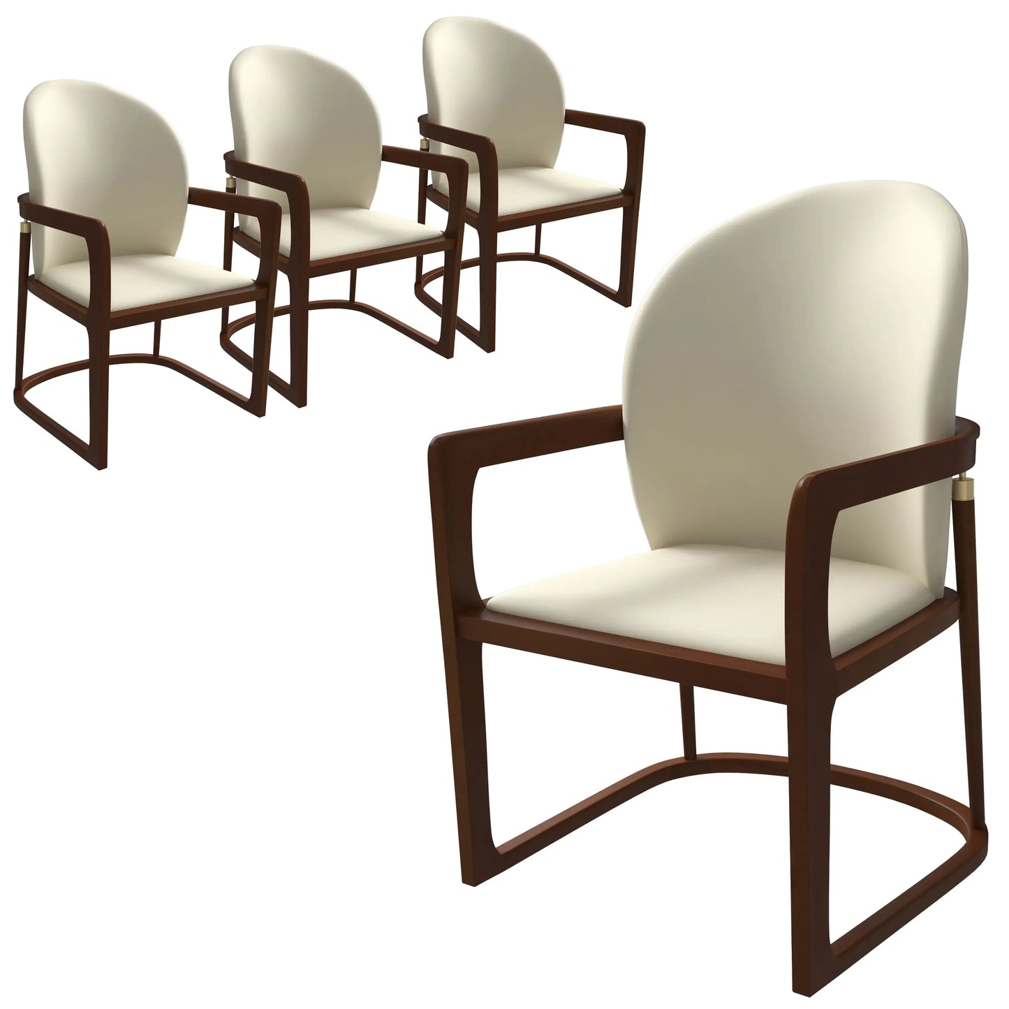 Svelta Leather Dining Chair with Rubberwood Legs Accent Arm Chair Set of 4 - Elax Furniture